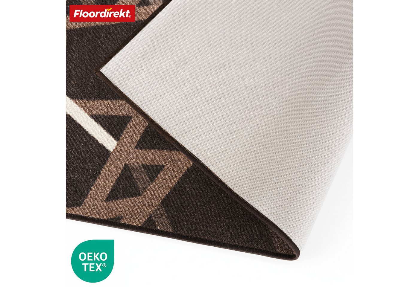 Floordirekt Läufer Printed, modernes Streifen Design, strapazierfähiger Flur Läufer, Rechteckig, rutschfeste Rückseite, für Flur, Küche & Eingang, Braun - 67x10 – Bild 4 von 5