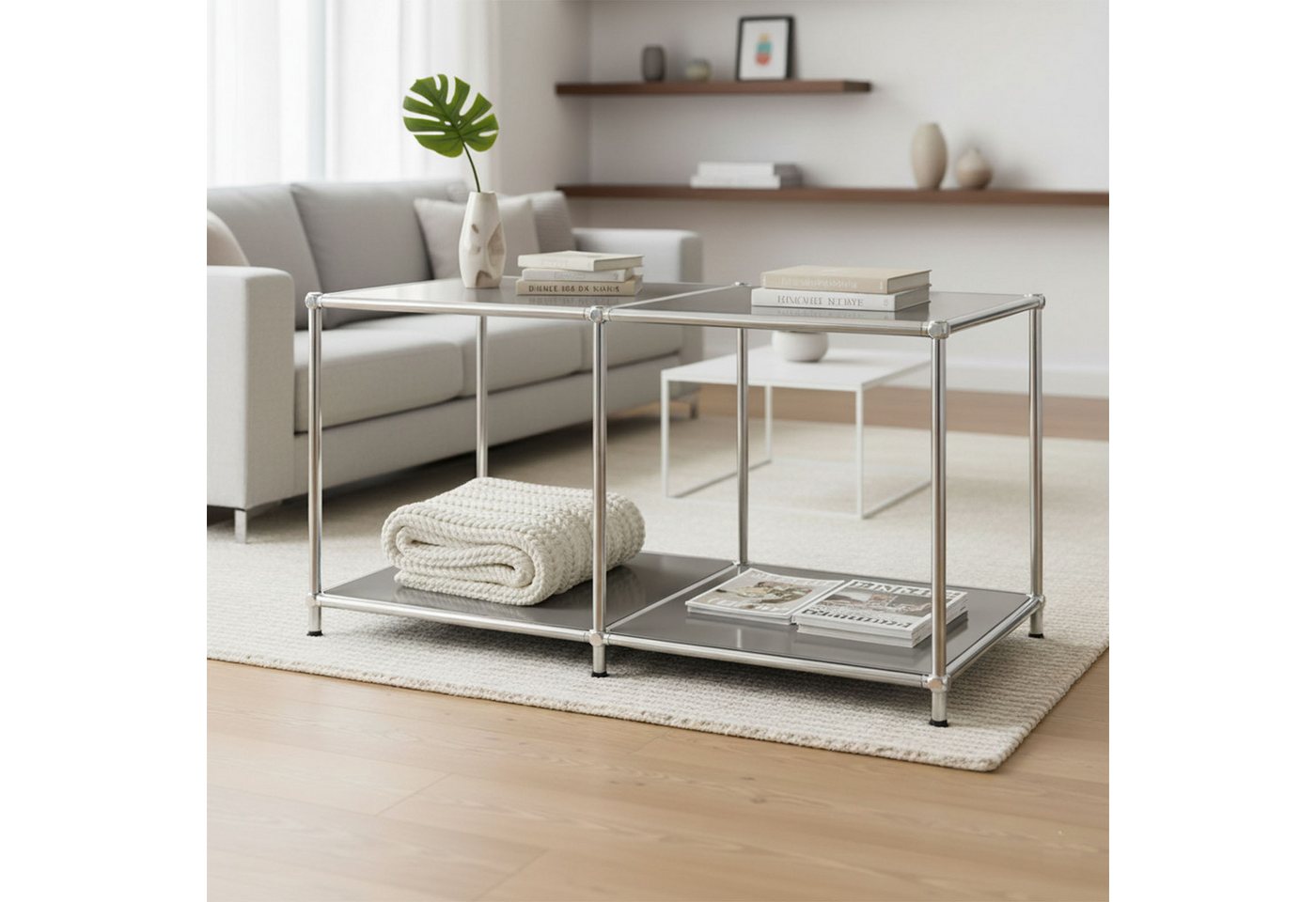 Floordirekt Lowboard Concept Epure MK-016 Sideboard & Ablageregal, B78 × T40 × H46 cm (modular, kratzfeste Pulverbeschichtung), Regal mit offenen Ablagen, verch – Bild 2 von 5