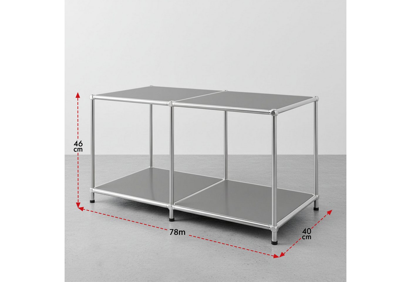 Floordirekt Lowboard Concept Epure MK-016 Sideboard & Ablageregal, B78 × T40 × H46 cm (modular, kratzfeste Pulverbeschichtung), Regal mit offenen Ablagen, verch – Bild 3 von 5