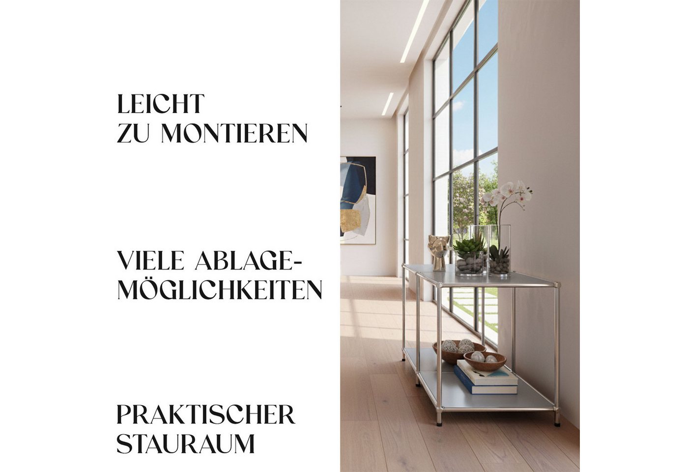 Floordirekt Lowboard Concept Epure MK-016 Sideboard & Ablageregal, B78 × T40 × H46 cm (modular, kratzfeste Pulverbeschichtung), Regal mit offenen Ablagen, verch – Bild 5 von 5