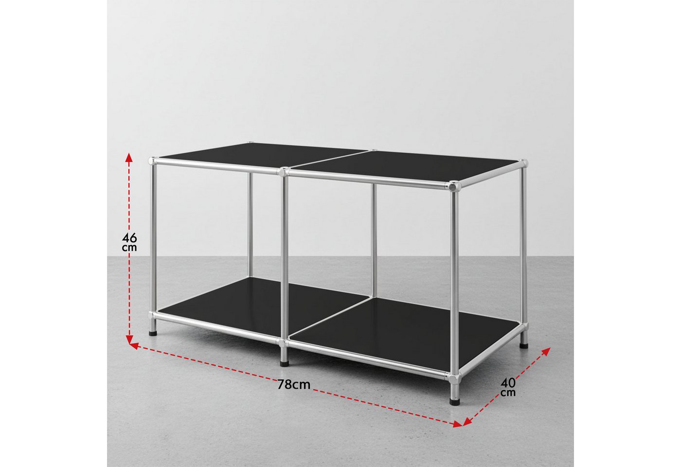 Floordirekt Lowboard Concept Epure MK-016 Sideboard & Ablageregal, B78 × T40 × H46 cm (modular, kratzfeste Pulverbeschichtung), Regal mit offenen Ablagen, verch – Bild 3 von 5