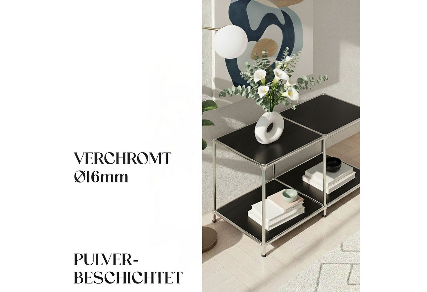 Floordirekt Lowboard Concept Epure MK-016 Sideboard & Ablageregal, B78 × T40 × H46 cm (modular, kratzfeste Pulverbeschichtung), Regal mit offenen Ablagen, verch – Bild 4 von 5
