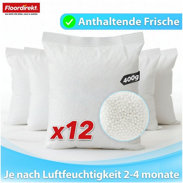 Floordirekt Luftentfeuchter-Nachfüllpack 12er Set – Raumentfeuchter Granulat gegen Feuchtigkeit, für gängige Luftentfeuchter Modelle, stromlos, Nachfüllbeutel f
