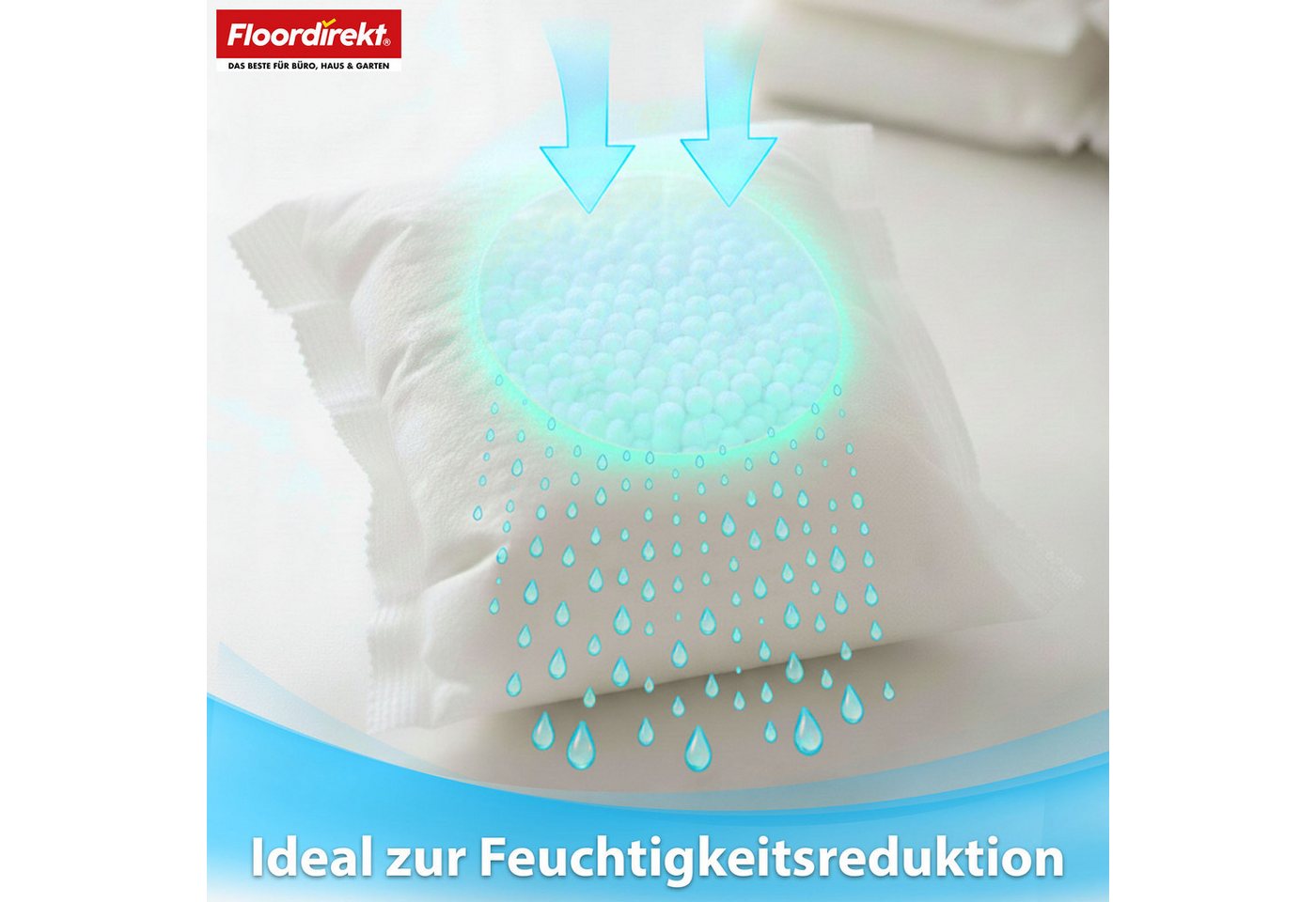 Floordirekt Luftentfeuchter-Nachfüllpack 12er Set – Raumentfeuchter Granulat gegen Feuchtigkeit, für gängige Luftentfeuchter Modelle, stromlos, Nachfüllbeutel f – Bild 4 von 5