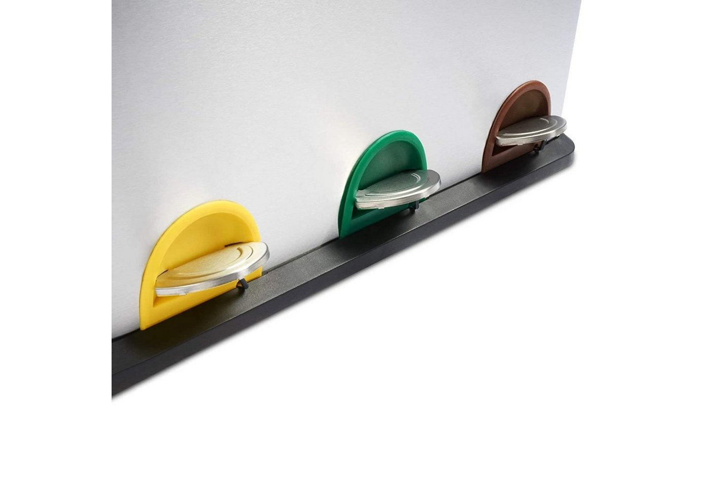 Floordirekt Mülleimer Küche, Trennsystem Brandon mit 3 Fächer, Edelstahl Abfalleimer, Farbmarkierungen für Mülltrennung - 3x 18 Liter – 54 Liter – Bild 4 von 5