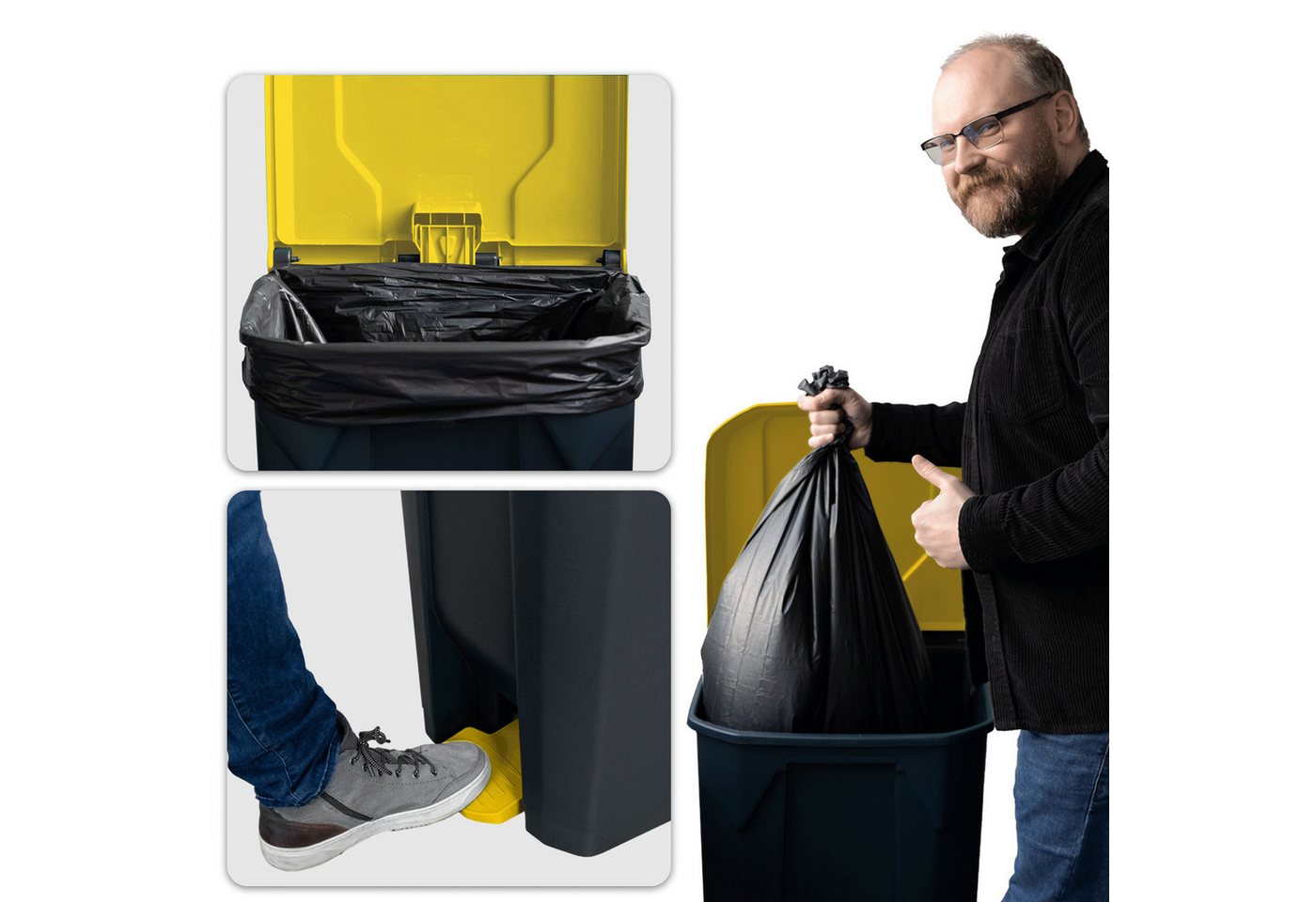 Floordirekt Mülleimer Olaf, Robuster Step-On Abfalleimer, Verschiedene Farben & Größen – Bild 5 von 5