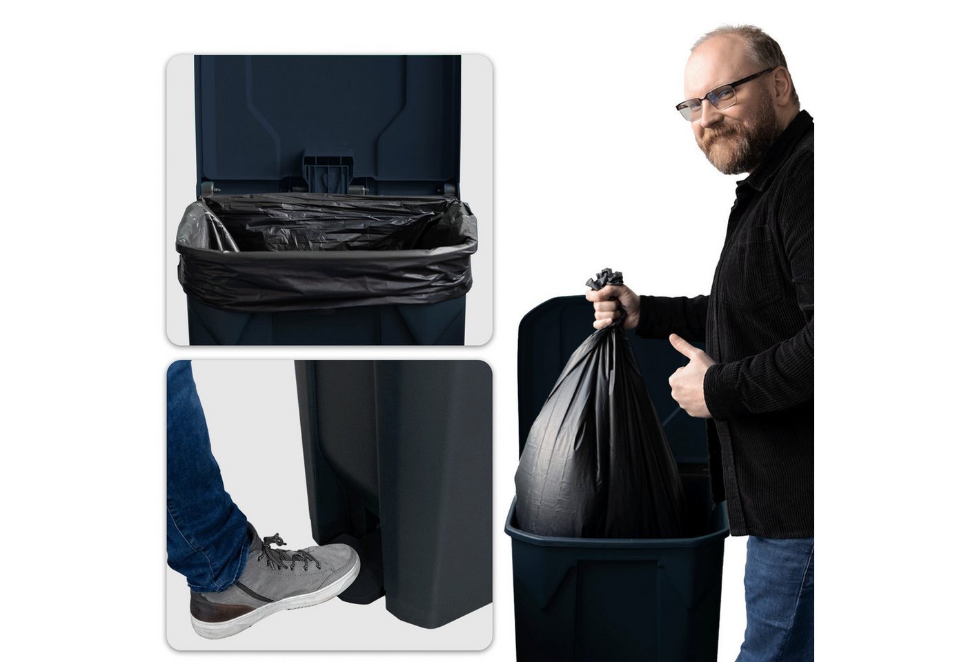 Floordirekt Mülleimer Olaf, Robuster Step-On Abfalleimer, Verschiedene Farben & Größen – Bild 5 von 5