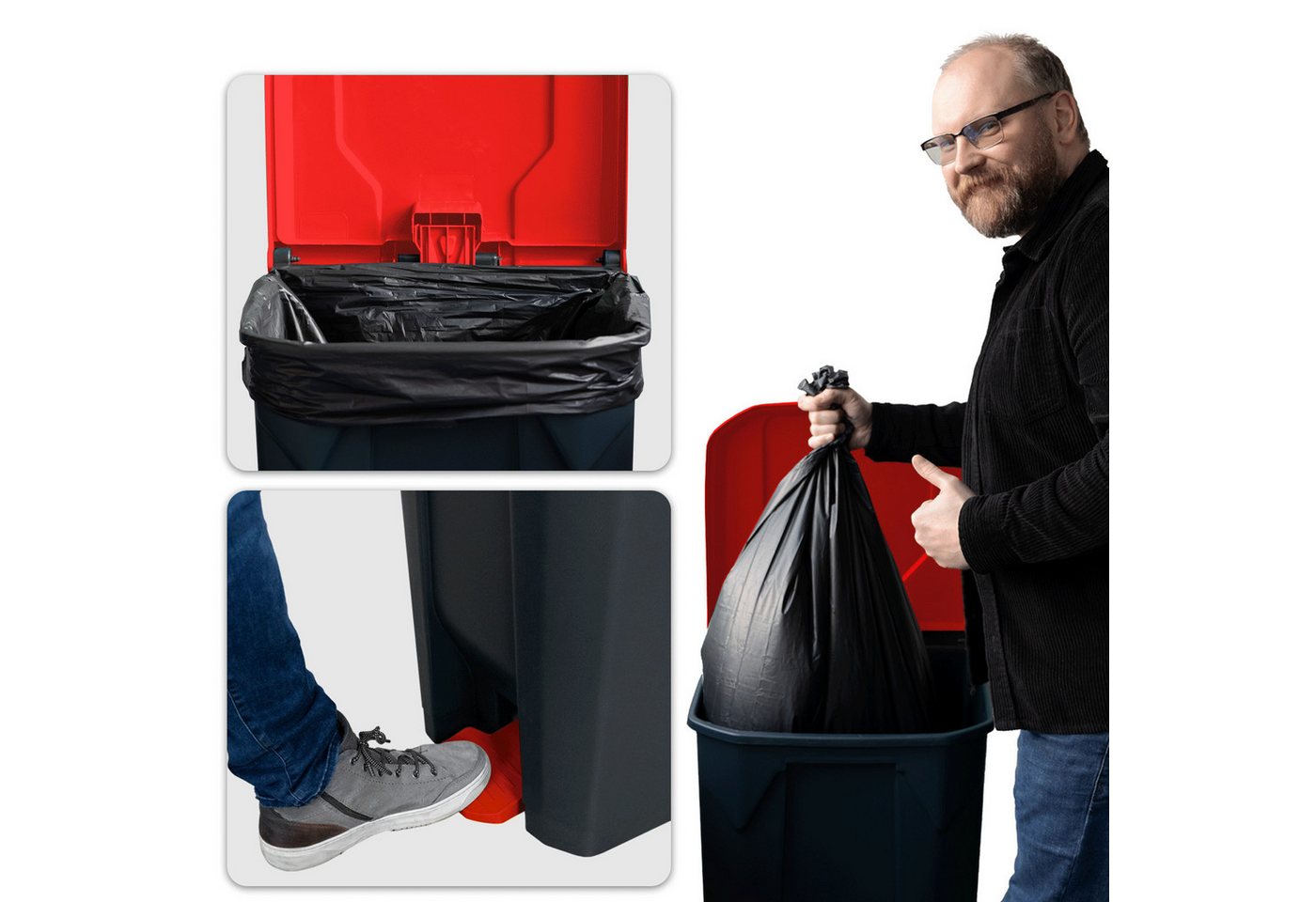 Floordirekt Mülleimer Olaf, Robuster Step-On Abfalleimer, Verschiedene Farben & Größen – Bild 5 von 5