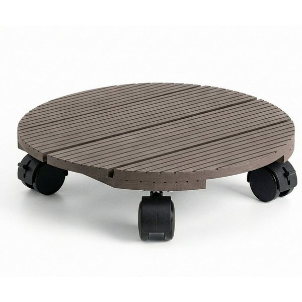 Floordirekt Pflanzenroller Countess, rund aus WPC 30x30 cm, mit Bremse, Rolluntersetzer bis 80 kg, (1-St), stabile 360 Grad Lenkrollen, ideal für Blumentöpfe & 