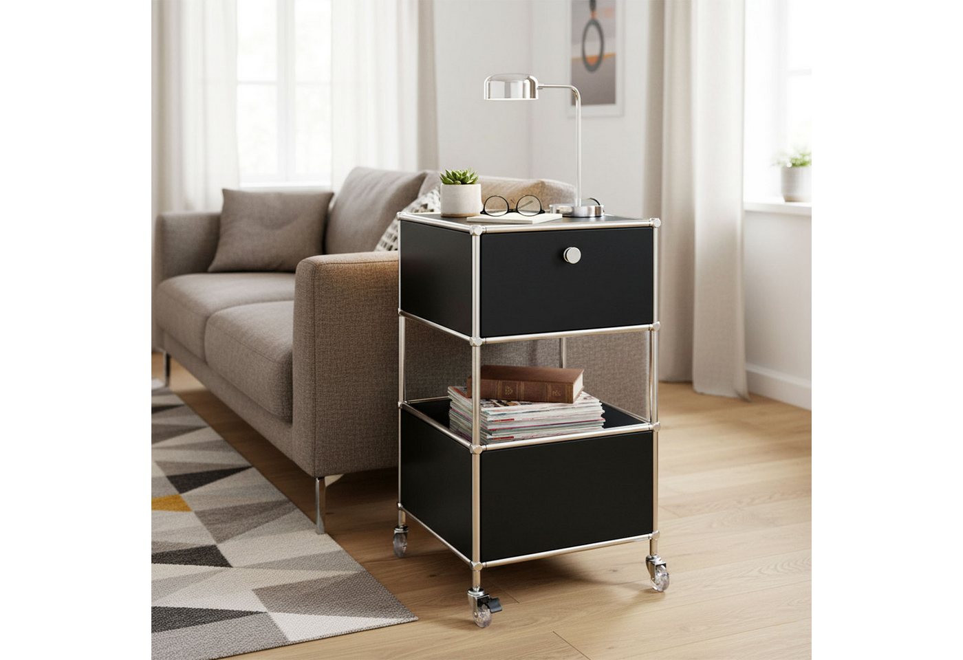 Floordirekt Rollcontainer Concept Epure Rollcontainer MK-145 – Metallregal-Rollwagen 40x40x75 cm, 3-stöckig mit Schublade, mobiles Aufbewahrungsregal für Küche  – Bild 2 von 5