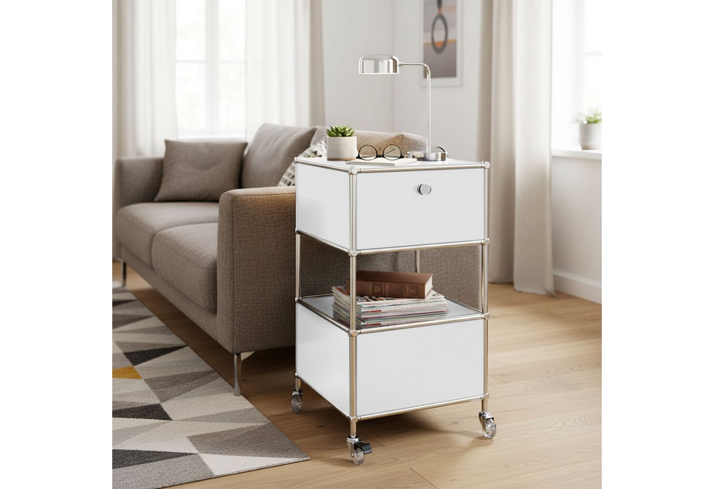 Floordirekt Rollcontainer Concept Epure Rollcontainer MK-145 – Metallregal-Rollwagen 40x40x75 cm, 3-stöckig mit Schublade, mobiles Aufbewahrungsregal für Küche  – Bild 2 von 5