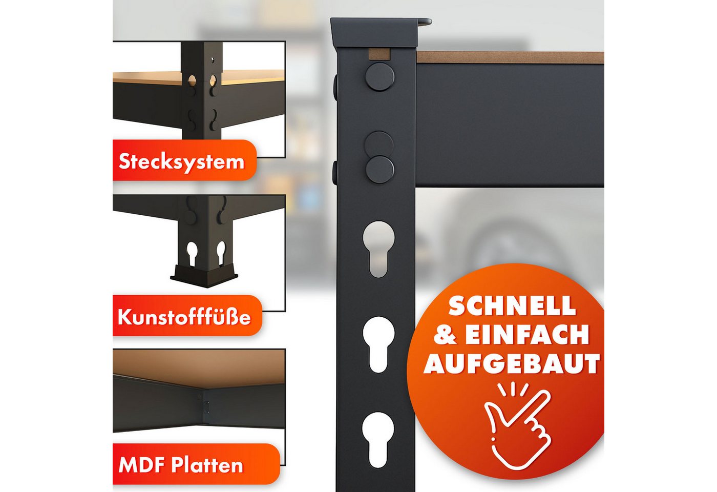 Floordirekt Schwerlastregal Rhino, Innovatives Stecksystem, Vielseitige Größen & Farben – Bild 3 von 5
