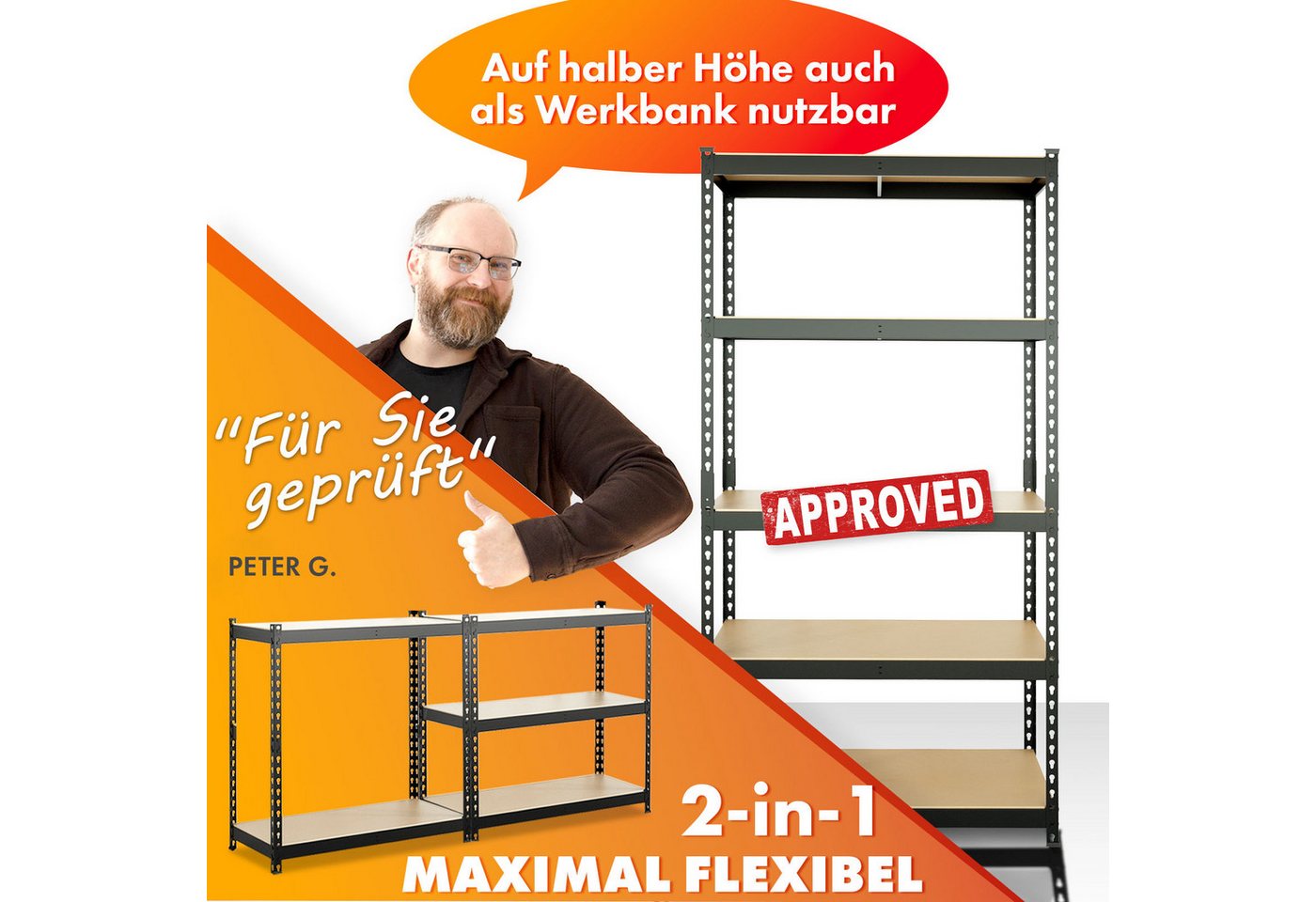 Floordirekt Schwerlastregal Rhino, Innovatives Stecksystem, Vielseitige Größen & Farben – Bild 4 von 5