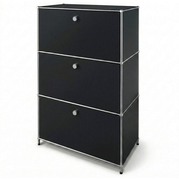 Floordirekt Sideboard Concept Epure MK-129 Metallschrank, 3 verschließbare Fächer, 3 verschließbare Fächer, B75×T40×H120 cm