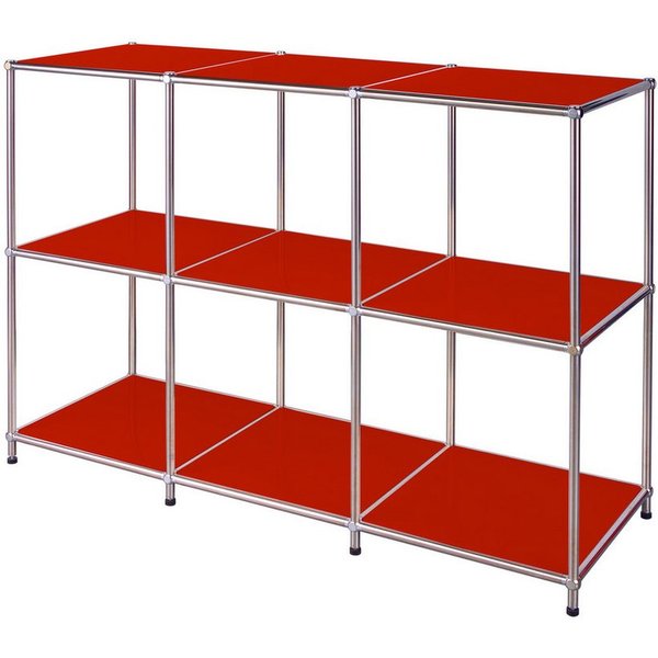 Floordirekt Sideboard Metall Concept Epure MK-018, Standregal Lowboard (Standregal Lowboard), verchromtes Metallgestell, 3 Ablagen, B116×T40×H82 cm