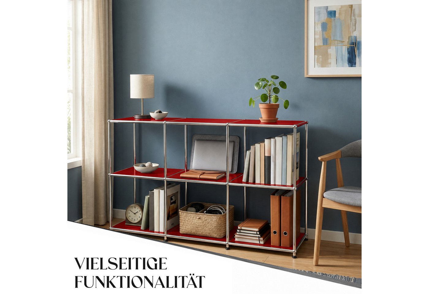 Floordirekt Sideboard Metall Concept Epure MK-018, Standregal Lowboard (Standregal Lowboard), verchromtes Metallgestell, 3 Ablagen, B116×T40×H82 cm – Bild 5 von 5
