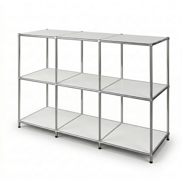 Floordirekt Sideboard Metall Concept Epure MK-018, Standregal Lowboard (Standregal Lowboard), verchromtes Metallgestell, 3 Ablagen, B116×T40×H82 cm