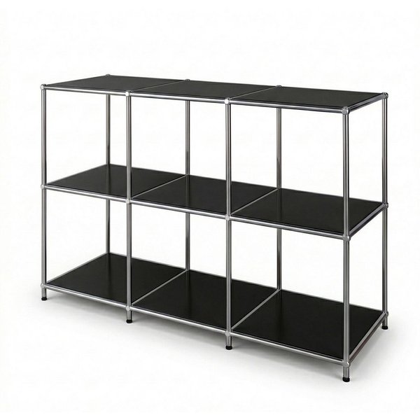 Floordirekt Sideboard Metall Concept Epure MK-018, Standregal Lowboard (Standregal Lowboard), verchromtes Metallgestell, 3 Ablagen, B116×T40×H82 cm