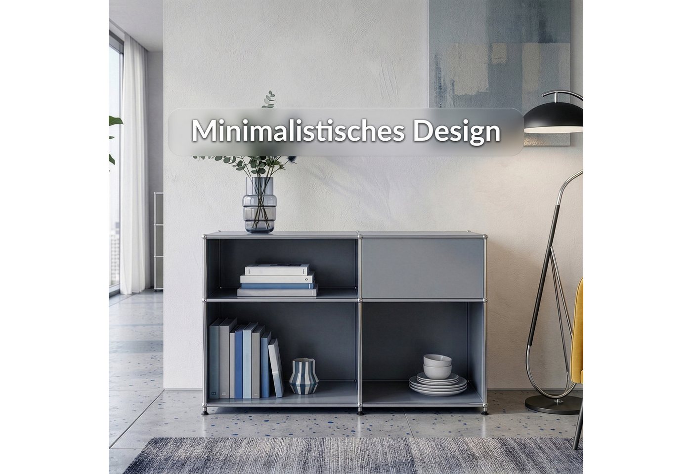 Floordirekt Sideboard Metall Concept Epure MK-030 Metallregal Stauraumfach, 3 Ablagen, B88×T40×H65 cm – Bild 3 von 5