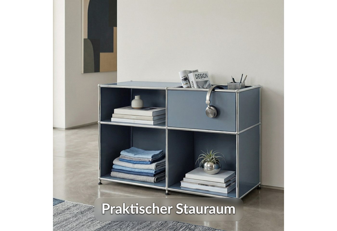 Floordirekt Sideboard Metall Concept Epure MK-030 Metallregal Stauraumfach, 3 Ablagen, B88×T40×H65 cm – Bild 5 von 5