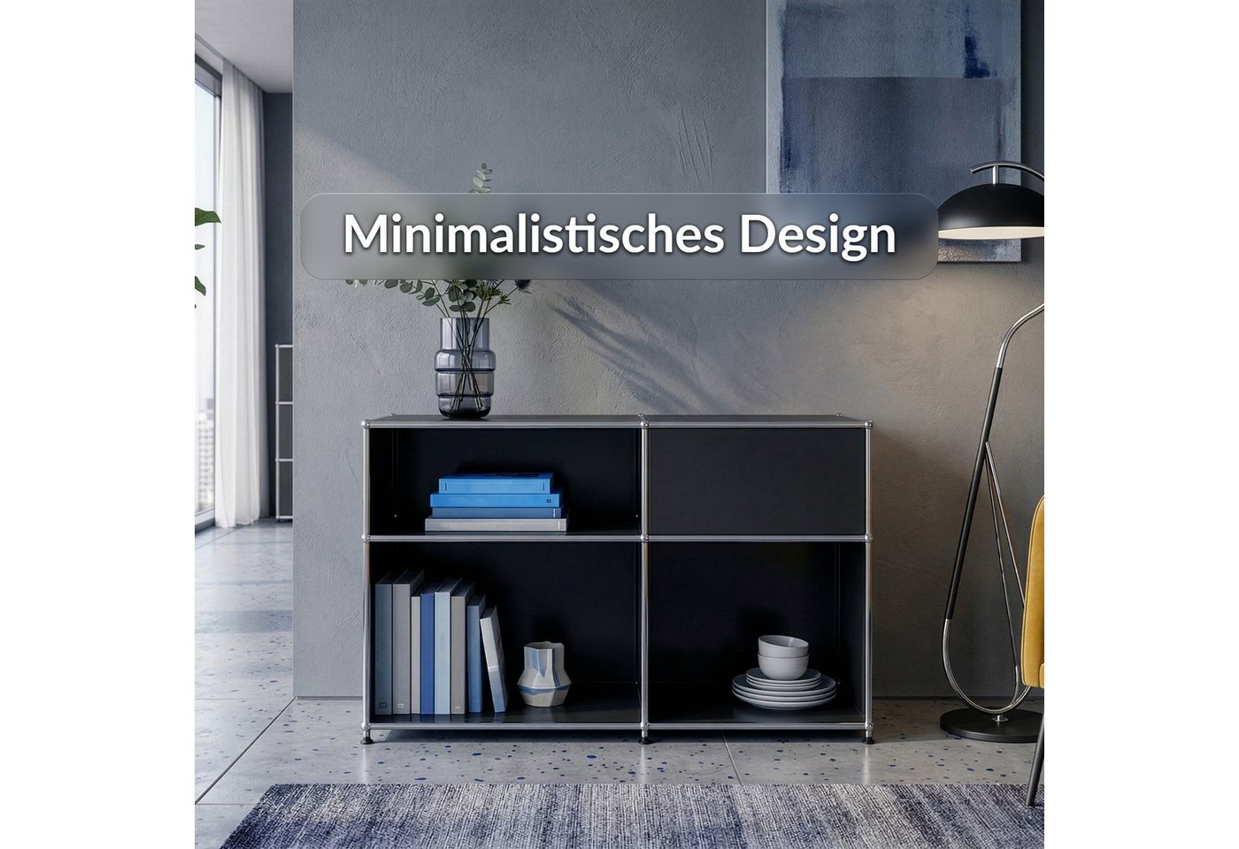 Floordirekt Sideboard Metall Concept Epure MK-030 Metallregal Stauraumfach, 3 Ablagen, B88×T40×H65 cm – Bild 3 von 5