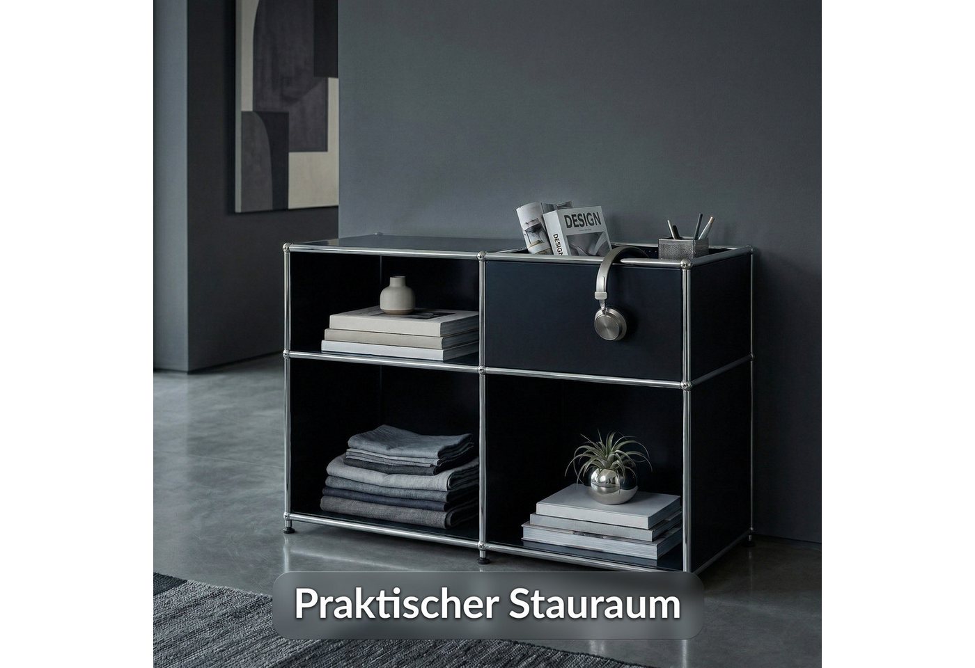 Floordirekt Sideboard Metall Concept Epure MK-030 Metallregal Stauraumfach, 3 Ablagen, B88×T40×H65 cm – Bild 5 von 5