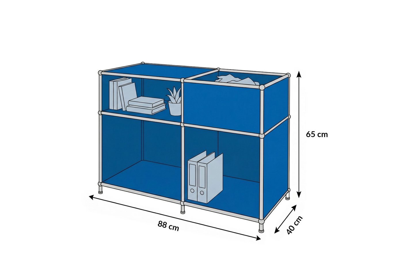 Floordirekt Sideboard Metall Concept Epure MK-030 Metallregal Stauraumfach, 3 Ablagen, B88×T40×H65 cm – Bild 2 von 5