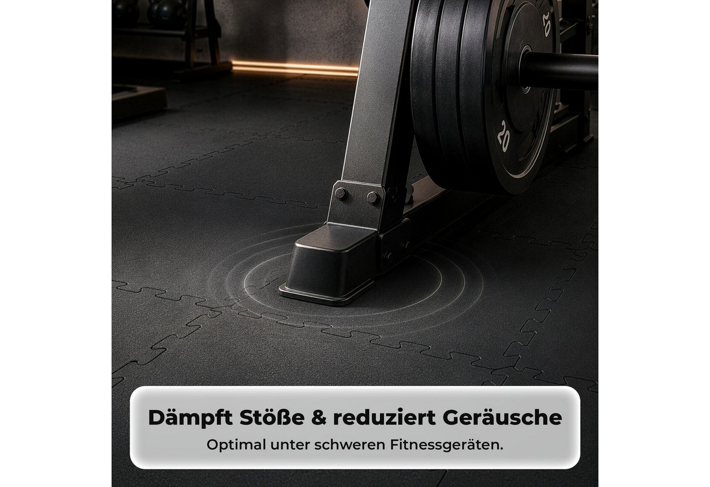Floordirekt Sportmatte Gummi Steckmatte mit V-Interlocking-System für Fitnessgeräte, Erweiterbares Stecksystem, Geräuschreduzierend – Bild 5 von 5