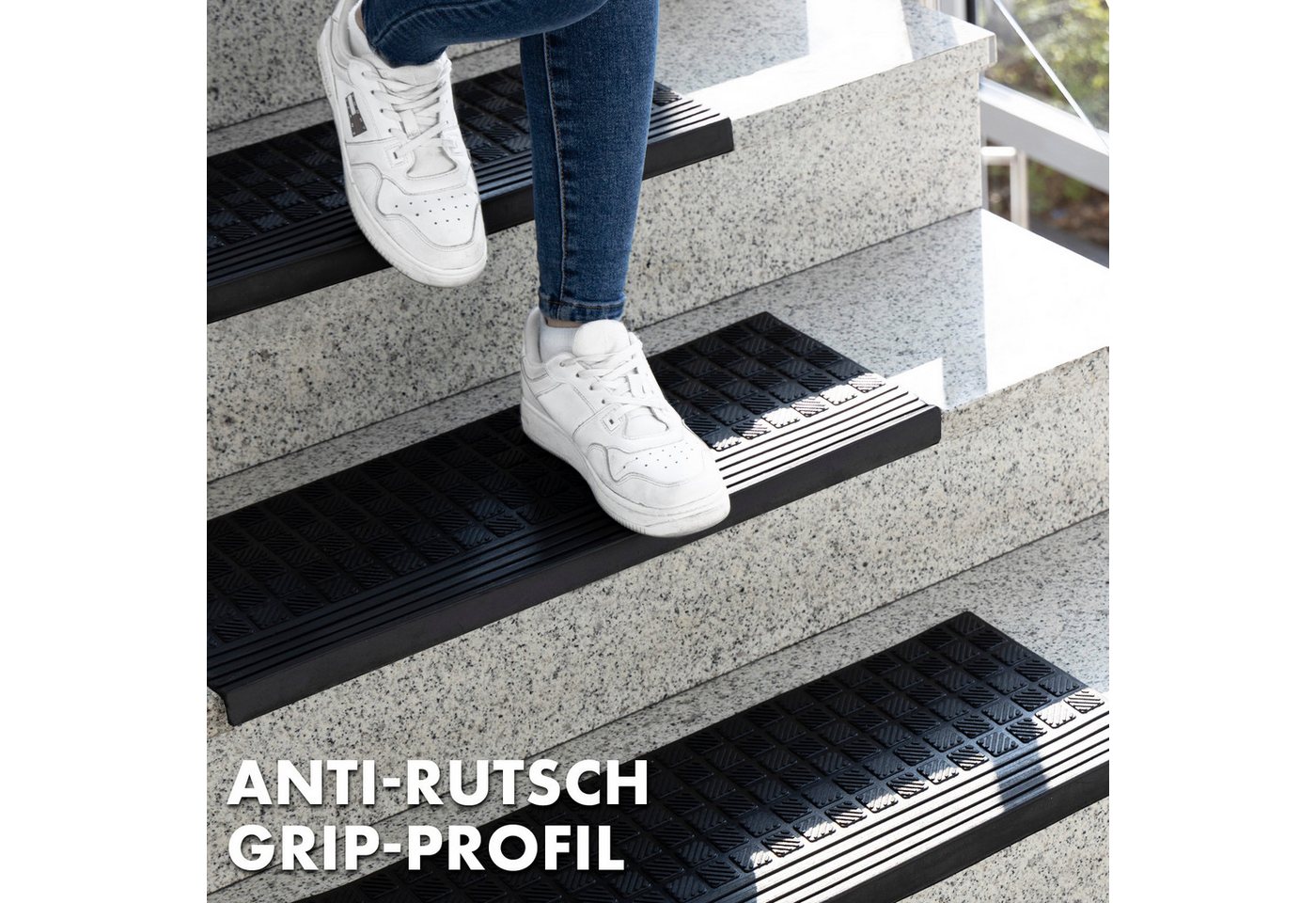 Floordirekt Stufenmatte Diamond, Treppenschutz, Außentreppenschutz, rechteckig, aus Gummi – Bild 5 von 5