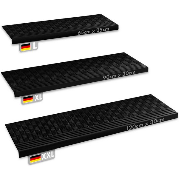 Floordirekt Stufenmatte Diamond, Treppenschutz, Außentreppenschutz 5 Stück, Rechteckig, Antirutschmatte aus Gummi 5er Set
