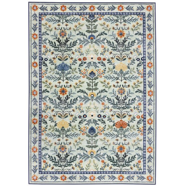 Floordirekt Teppich Cascada, klassischer Wohnteppich mit Blumen-Blattmuster, bunte Farben, rechteckig, Kurzflorteppich mit komfortabel, sanfter Oberfläche, 160x