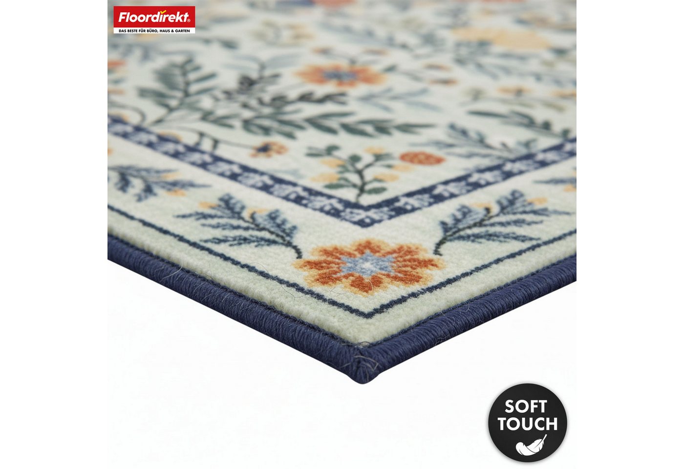 Floordirekt Teppich Cascada, klassischer Wohnteppich mit Blumen-Blattmuster, bunte Farben, rechteckig, Kurzflorteppich mit komfortabel, sanfter Oberfläche, 160x – Bild 5 von 5