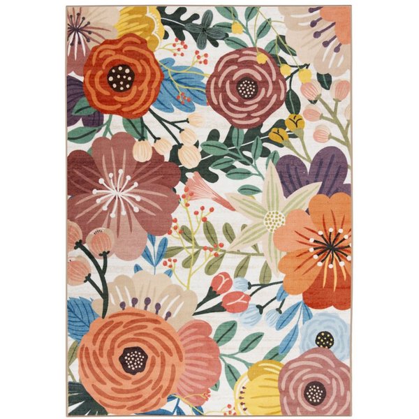 Floordirekt Teppich Fleur mit Blumenmuster, rutschfest & pflegeleicht aus Polyamid, rechteckig, Kurzflor Wohhnteppich für Flur, Wohnzimmer & Schlafzimmer, 160x2