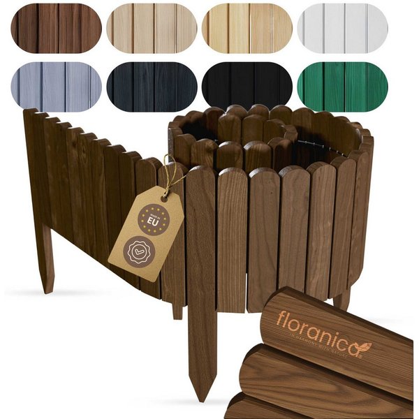 Floranica Beetbegrenzung Beeteinfassung Rasenkante flexibler Rollborder aus Kiefernholz, LxH: 200x10 cm, 1 Stk., Braun, Beeteinfassung Rasenkante flexibler Roll