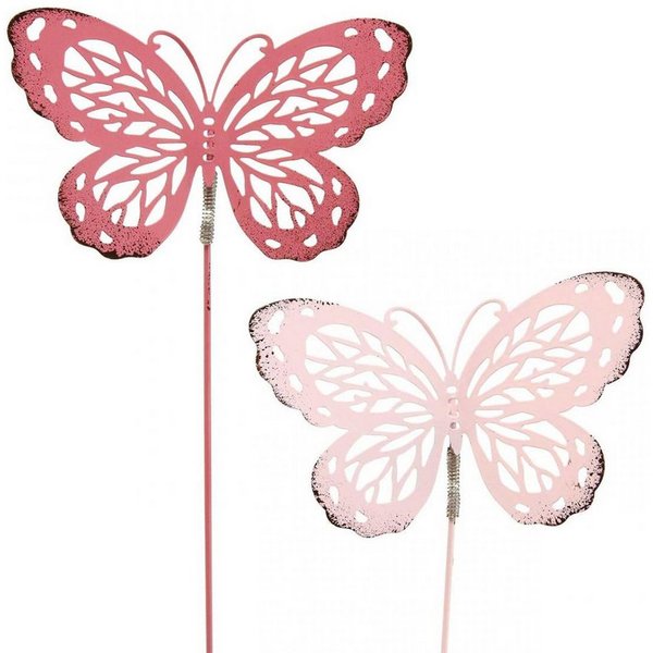 Florists Products Gartenstecker Gartenstecker Schmetterling Metall Rosa Dekoration Blumen, 6 Stück