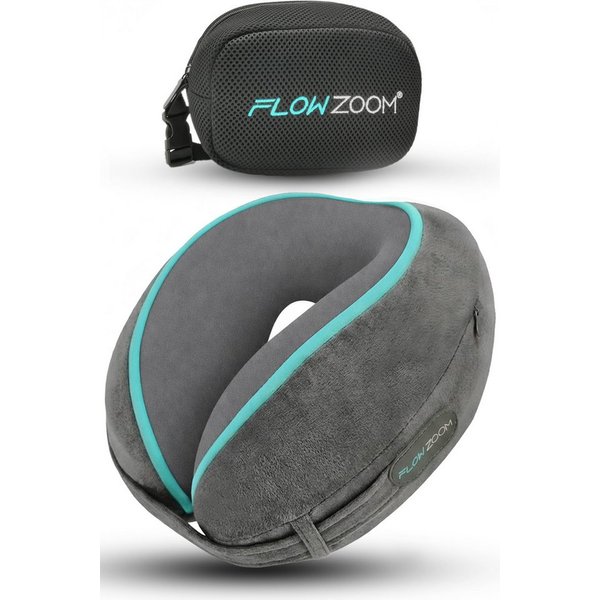 FLOWZOOM Nackenhörnchen DREAM - Nackenkissen Flugzeug - Memory-foam für lange, schmale Hälse, Nackenkissen Reisen - Nackenhörnchen für Erwachsene - Memoryschaum