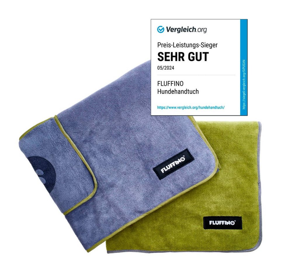 FLUFFINO® Hundehandtuch Mikrofaser 2er-Pack 90x50cm, FLUFFINO Hundehandtuch (2er-Pack) dog towel (2-pack) – Bild 3 von 5