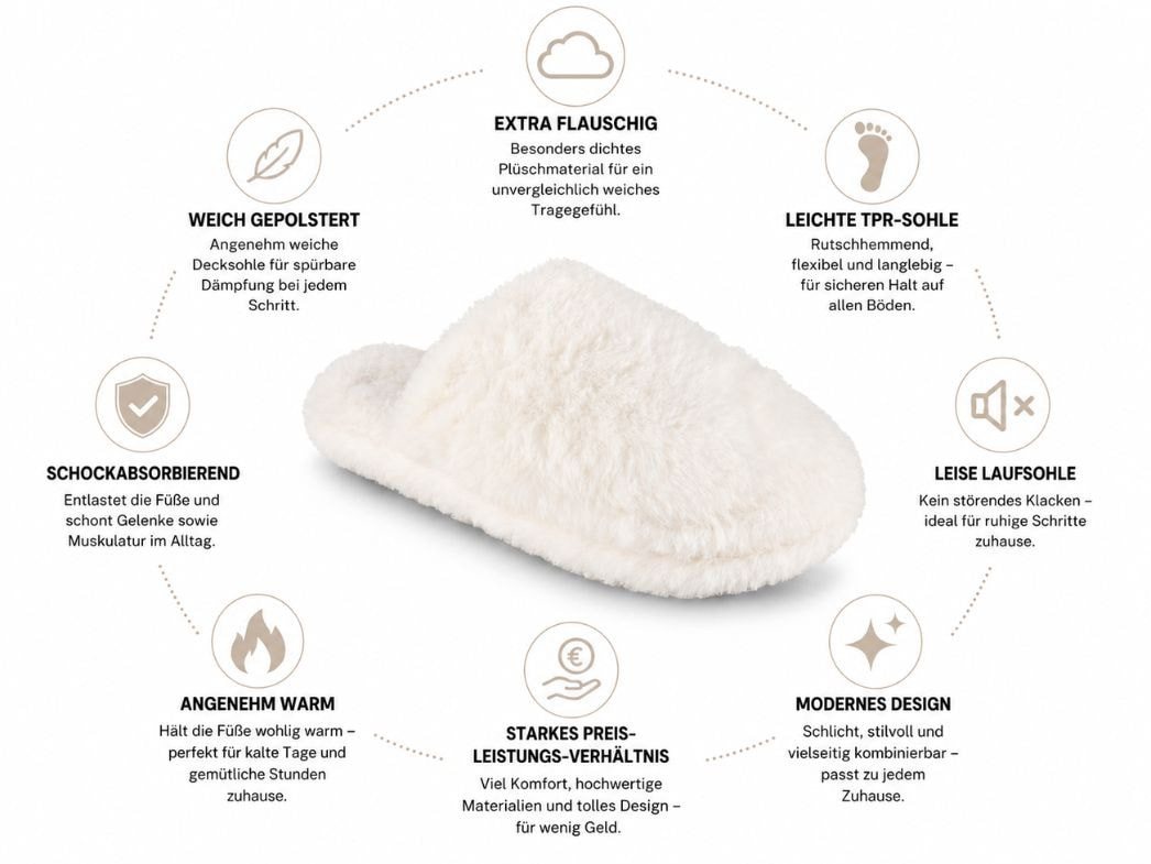 Fluffys Softina Damen Pantoffeln, weiß, warm, weich Hausschuh – Bild 3 von 5