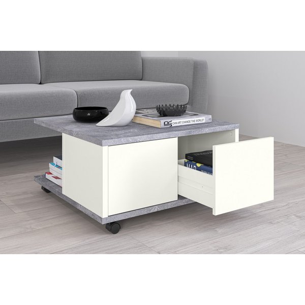 FMD Couchtisch Twin, Sofatisch mit Rollen, Push-to-open, viel Stauraum, Breite: 70 cm