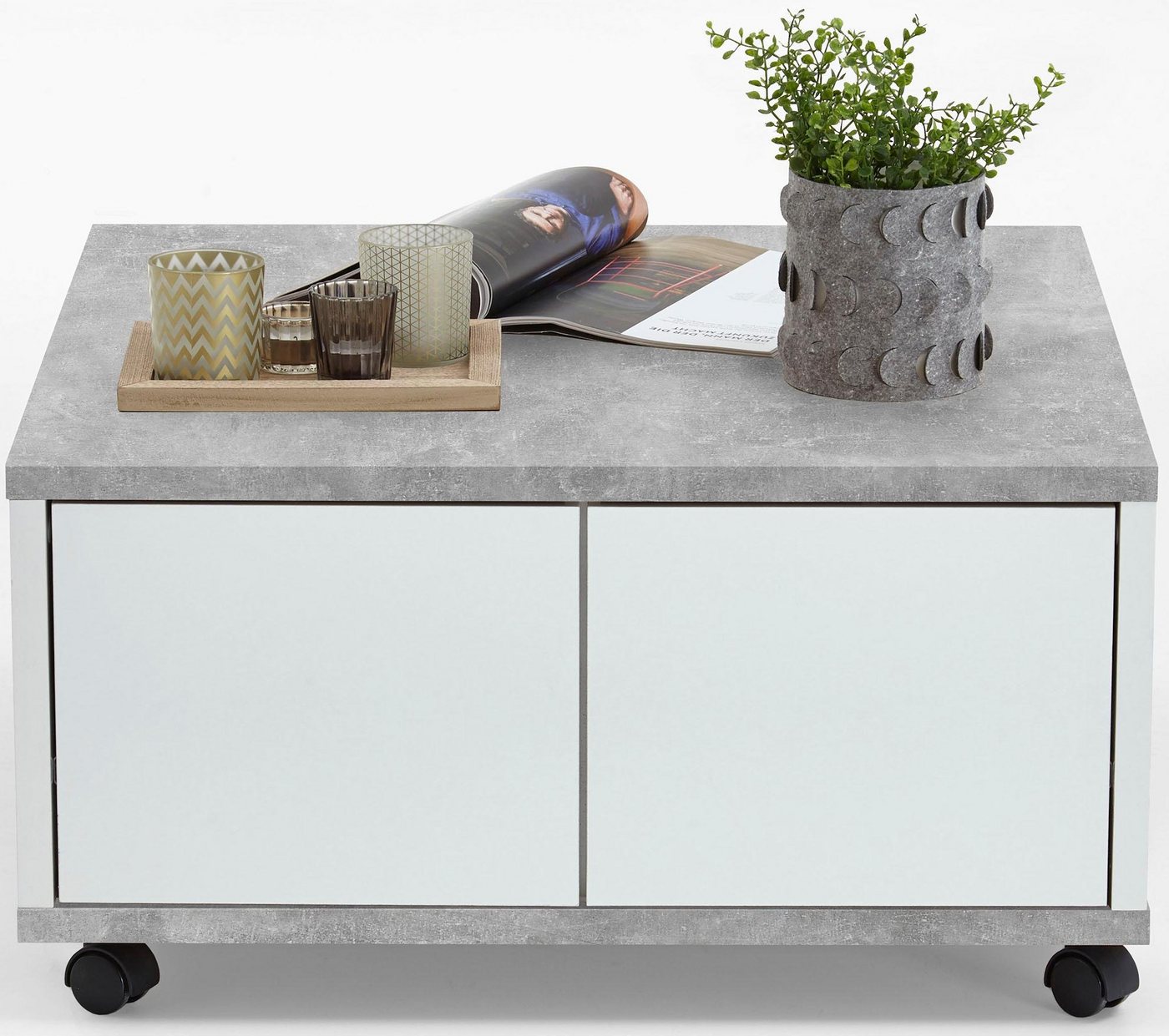 FMD Couchtisch Twin, Sofatisch mit Rollen, Push-to-open, viel Stauraum, Breite: 70 cm – Bild 4 von 5