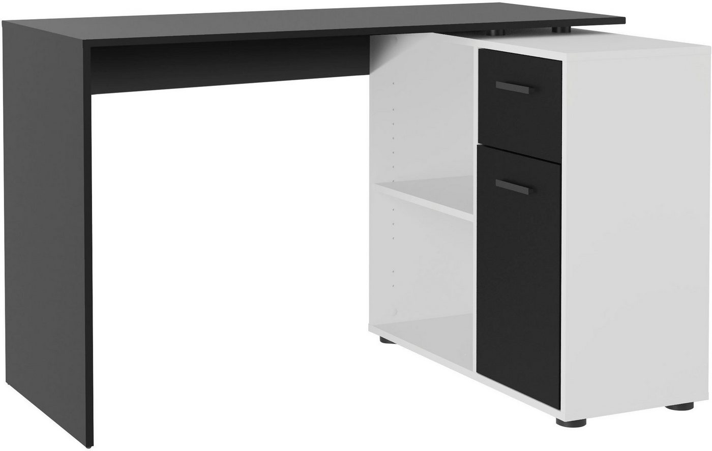 FMD Eckschreibtisch AUGSBURG, Schreibtisch/ Sideboard m. Stauraum, beids. montierb., 117 oder 148 cm – Bild 2 von 5