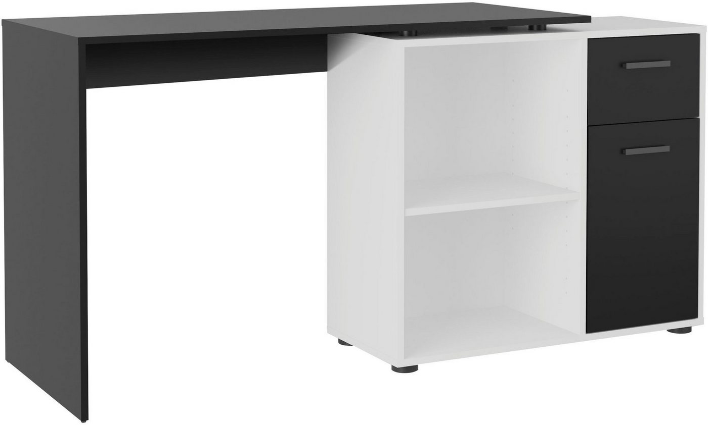 FMD Eckschreibtisch AUGSBURG, Schreibtisch/ Sideboard m. Stauraum, beids. montierb., 117 oder 148 cm – Bild 3 von 5