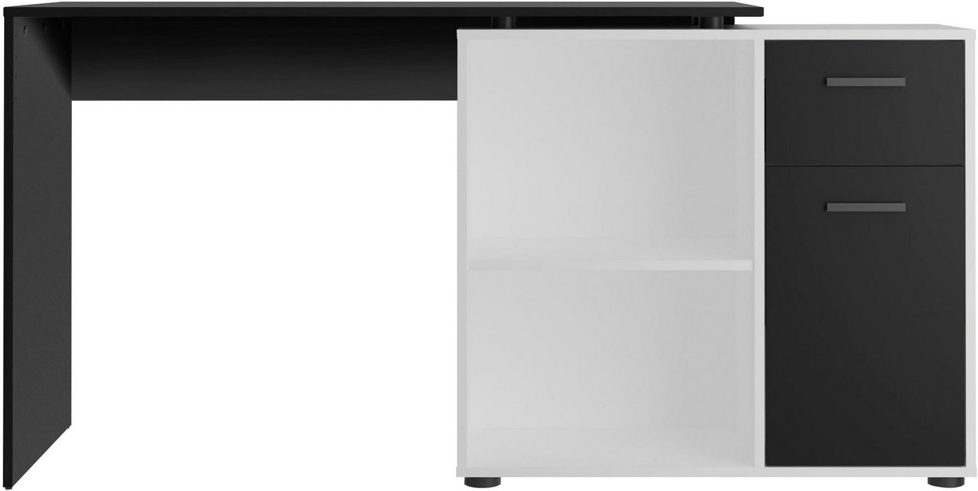 FMD Eckschreibtisch AUGSBURG, Schreibtisch/ Sideboard m. Stauraum, beids. montierb., 117 oder 148 cm – Bild 4 von 5