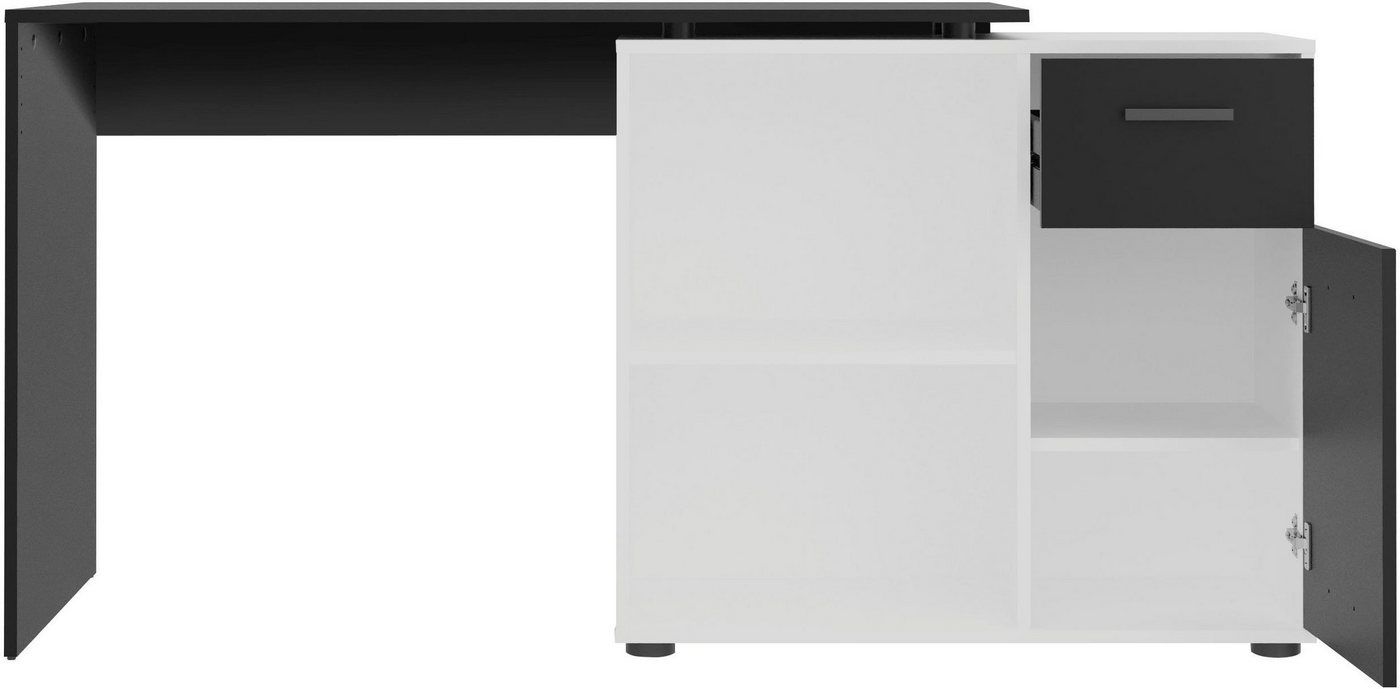 FMD Eckschreibtisch AUGSBURG, Schreibtisch/ Sideboard m. Stauraum, beids. montierb., 117 oder 148 cm – Bild 5 von 5