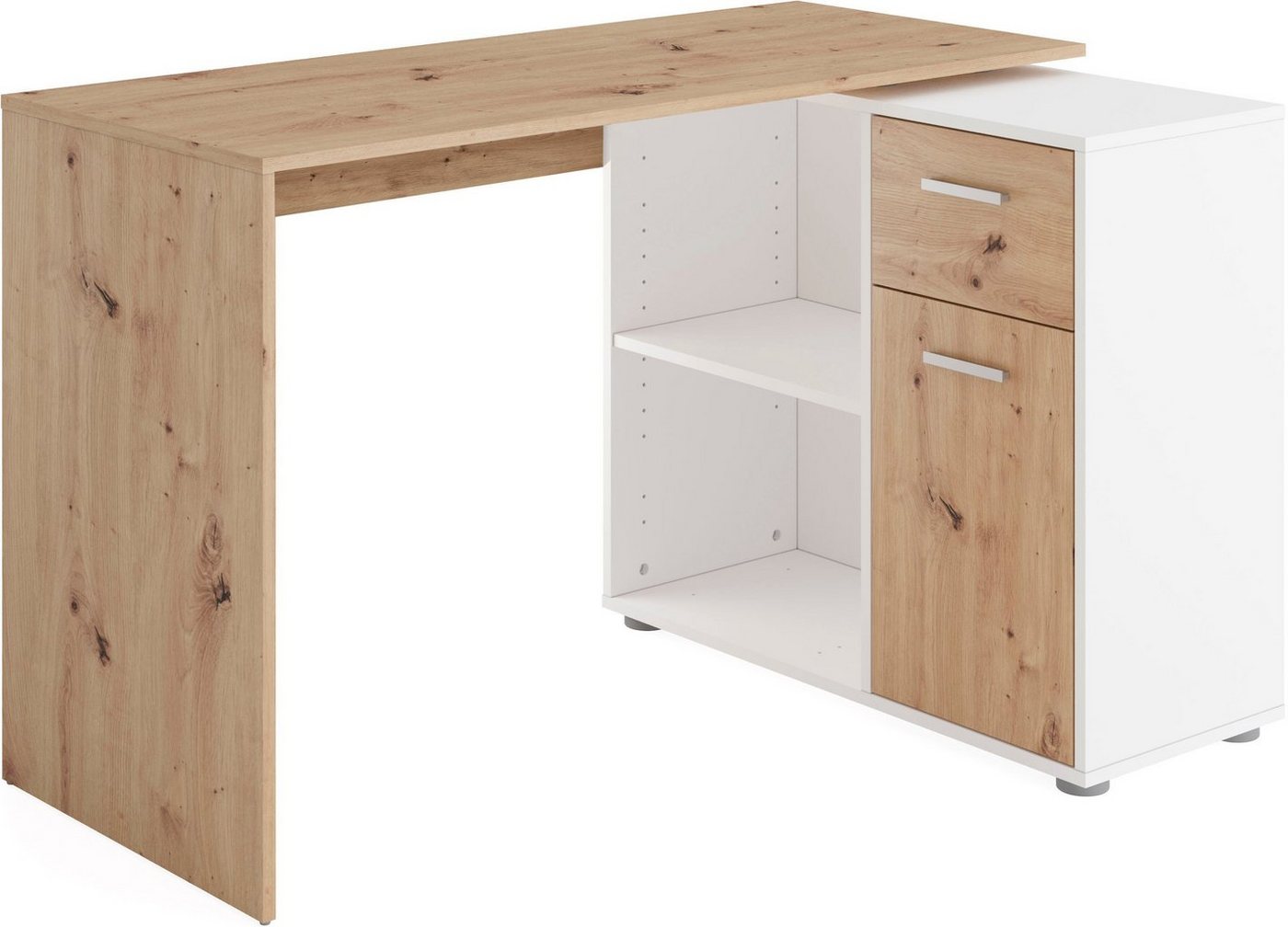 FMD Eckschreibtisch AUGSBURG, Schreibtisch/ Sideboard m. Stauraum, beids. montierb., 117 oder 148 cm – Bild 2 von 5
