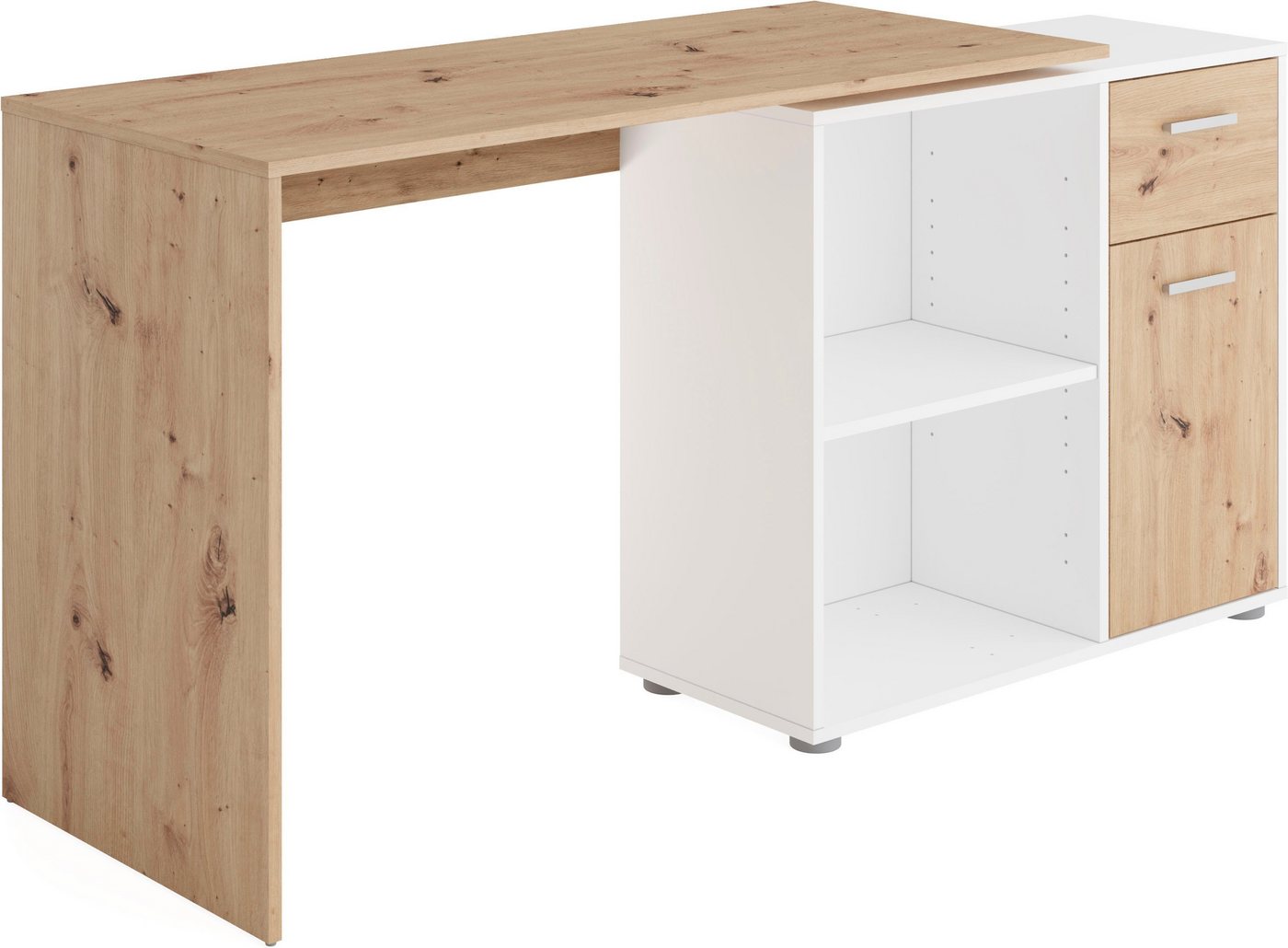 FMD Eckschreibtisch AUGSBURG, Schreibtisch/ Sideboard m. Stauraum, beids. montierb., 117 oder 148 cm – Bild 4 von 5