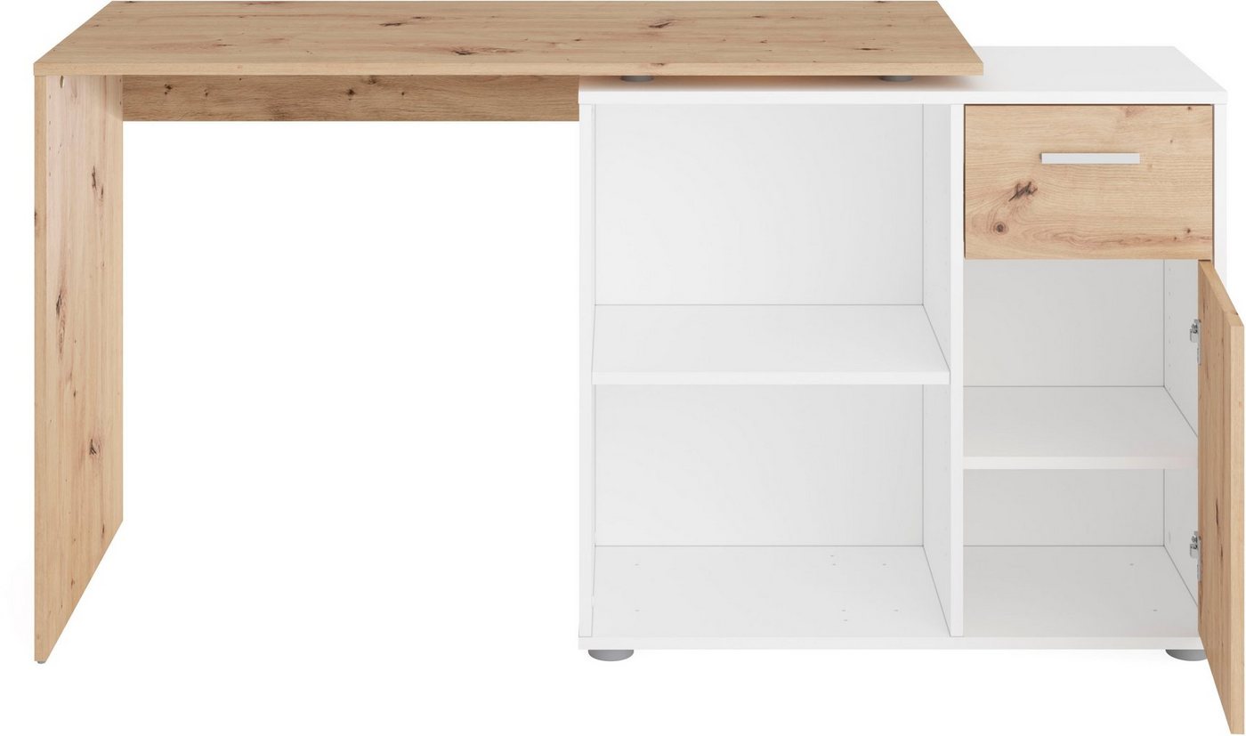 FMD Eckschreibtisch AUGSBURG, Schreibtisch/ Sideboard m. Stauraum, beids. montierb., 117 oder 148 cm – Bild 5 von 5