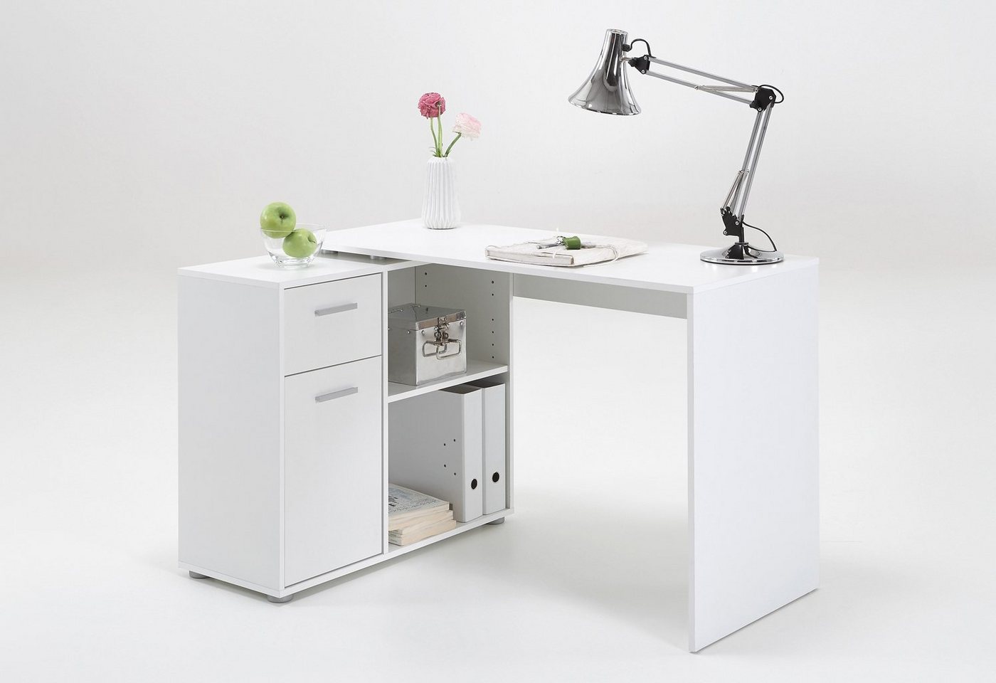 FMD Eckschreibtisch AUGSBURG, Schreibtisch/ Sideboard m. Stauraum, beids. montierb., 117 oder 148 cm – Bild 2 von 5