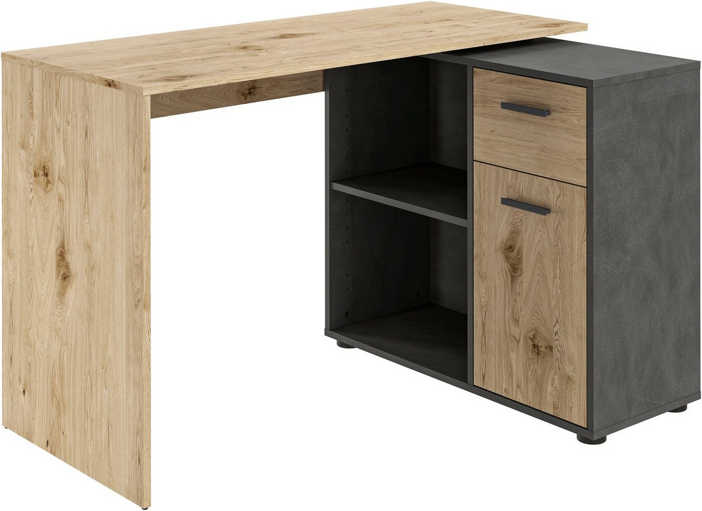 FMD Eckschreibtisch AUGSBURG, Schreibtisch/ Sideboard m. Stauraum, beids. montierb., 117 oder 148 cm – Bild 2 von 5