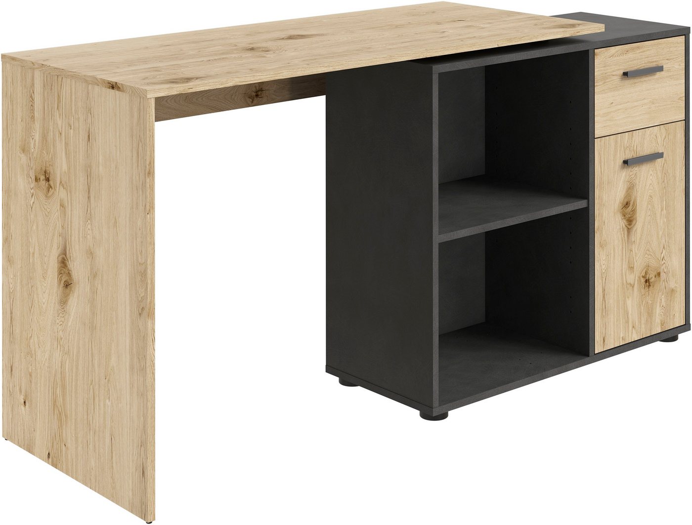 FMD Eckschreibtisch AUGSBURG, Schreibtisch/ Sideboard m. Stauraum, beids. montierb., 117 oder 148 cm – Bild 3 von 5